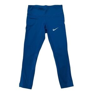 Nike Dri-FIT Women Blue Running Leggings Mesh Panels Zip Pocket XS